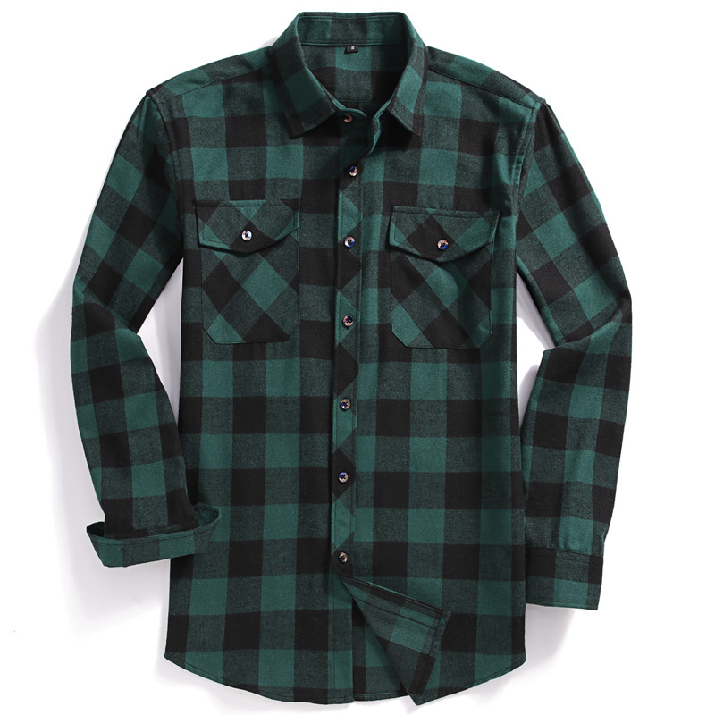 Mùa Thu Nam Tay Dài Cài Nút Cổ - đánh giá và giá Flannel Shirt Lined